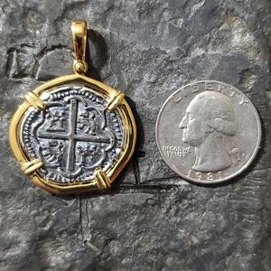 COPY - 14kt gold plated atocha silver coin